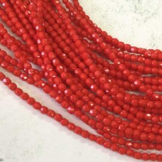 4mm Czech Firepolish Beads - Bright Opaque Red - Pack of 50