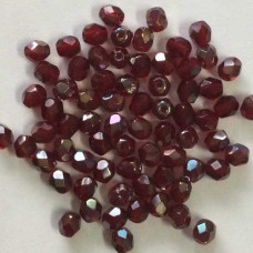 4mm Czech Fire Polished Beads - Ruby Celsian - Pack of 50