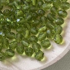 6mm Olivine Czech Glass Fire Polished Beads - Pack of 20