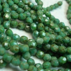 6mm Czech Firepolish Beads - Opaque Turquoise Picasso
