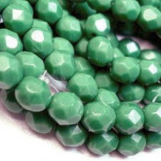 6mm Czech Firepolish Beads - Opaque Green