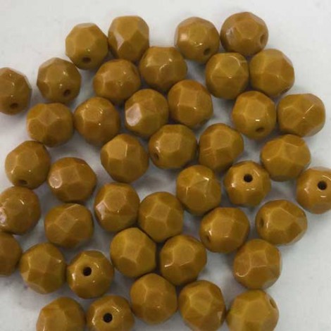 6mm Czech Firepolish Round Beads - Opaque Deep Goldenrod - Pack of 20
