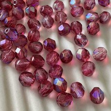 6mm Czech Firepolish Glass Beads - Coated Violet AB - Pack of 20