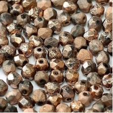 4mm Czech Firepolish Beads - Crystal Etched Capri Gold Full - Pack of 50