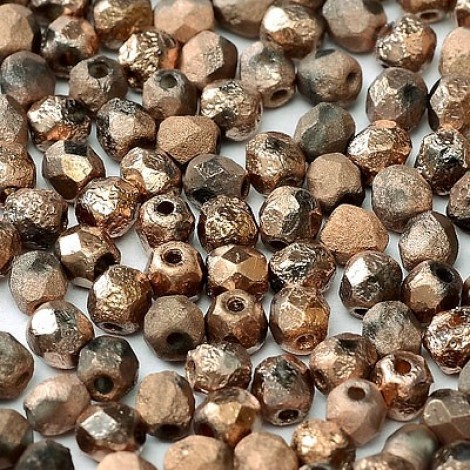 4mm Czech Firepolish Beads - Crystal Etched Capri Gold Full - Pack of 50