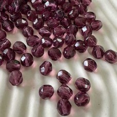 7mm Amethyst Czech Glass Fire-Polished Beads - Pack of 20