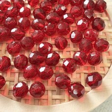 8mm Lt Garnet Czech Fire Polished Beads - Pack of 20
