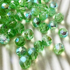 8mm Peridot AB Czech FirePolish Beads - Pack of 20