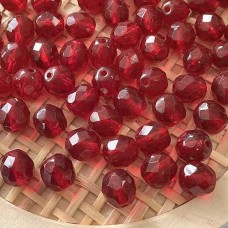 8mm Garnet Czech Fire Polished Beads - Pack of 20
