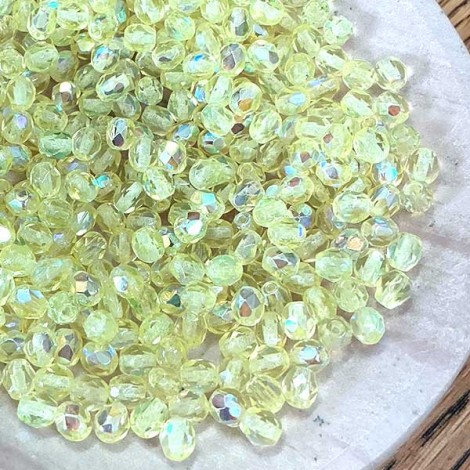 4mm Czech Firepolish Round Beads - Jonquil AB - Pack of 50