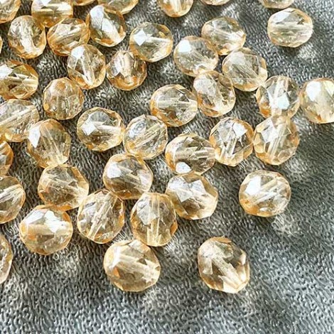 8mm Czech Firepolish Beads - Champagne Luster  - Pack of 20