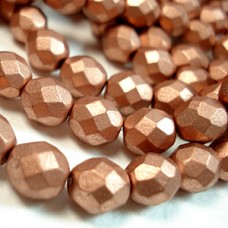 8mm Czech Firepolish Beads - Matte Metallic Copper - Pack of 20