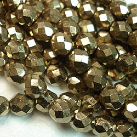 8mm Czech Bronze Fire Polished Beads - Pack of 20