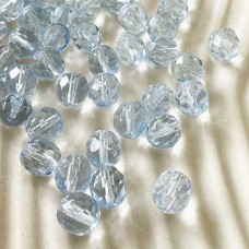 8mm Czech Firepolish Round Beads - Light Sapphire  - Pack of 20