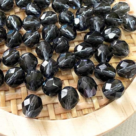 8mm Medium Montana Czech Fire Polished Beads - Pack of 20
