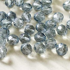 8mm Czech Fire Polished Beads - Sparkling Crystal Blue - Pack of 20
