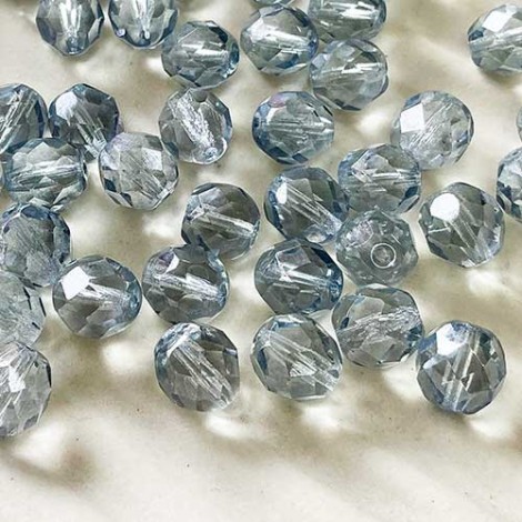 8mm Czech Fire Polished Beads - Sparkling Crystal Blue - Pack of 20 8mm Czech Fire Polished Beads - Sparkling Crystal Blue - Pack of 20