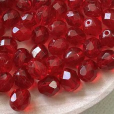 8mm Czech Firepolish Beads - Ruby - Pack of 20