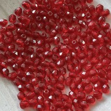 4mm Czech Firepolish Beads - Light Garnet - Pack of 50