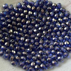 4mm Czech Firepolish Beads - Halo Ultramarine - Pack of 50