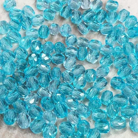 4mm Czech Fire-Polished Beads - Lt Aqua + Lt Amethyst - Pack of 50