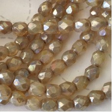 4mm Czech Firepolish Beads - Champagne Picasso Lustre