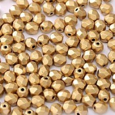 4mm Czech Firepolish Beads - Light Aztec Gold
