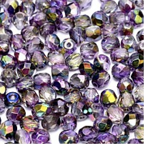 6mm Czech Firepolish Beads - Crystal Magic Purple