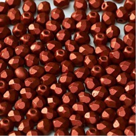 4mm Czech Firepolish Beads - Metallic Lava Red- Pack of 50