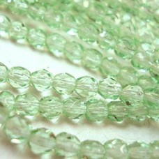 4mm Czech Firepolish Beads - Light Peridot - Pack of 50