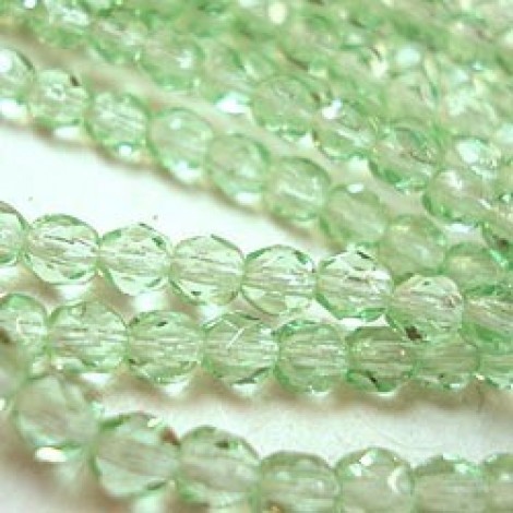 4mm Czech Firepolish Beads - Light Peridot - Pack of 600