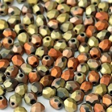 6mm Czech Firepolish Glass Beads - Jet California Gold Rush Matte - Pack of 20