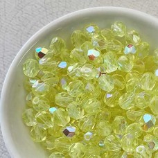 6mm Jonquil AB Czech Fire Polished Round Beads - Pack of 20