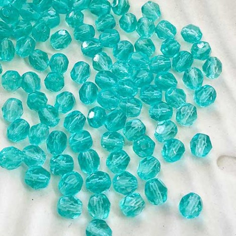 6mm Czech Firepolish Beads - Hurricane Kauai Lagoon - Pack of 20