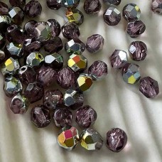 6mm Czech Firepolish Beads - Vitrail Mid-Amethyst - Pack of 20