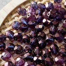 6mm Czech Firepolish Beads - Lumi Amethyst - Pack of 20