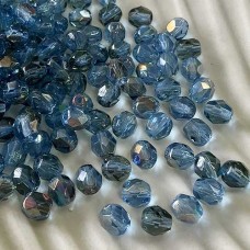 6mm Czech Firepolish Beads - Lt Sapphire Twilight - Pack of 20