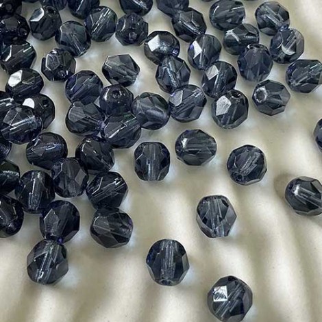 6mm Montana Czech Fire-Polished Beads - Pack of 20