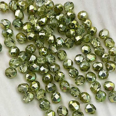 6mm Avocado Czech Fire-Polished Beads - Pack of 20