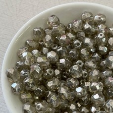6mm Czech Firepolish Beads - Luster Black Diamond - Pack of 20