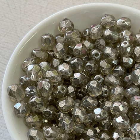 6mm Czech Firepolish Beads - Luster Black Diamond - Pack of 20
