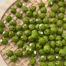 6mm Czech Firepolish Beads - Opaque Olive - Pack of 20