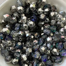 6mm Heliotrope Czech Fire Polished Round Beads - Pack of 20