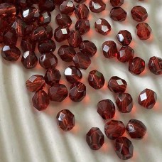 6mm Czech Firepolish Beads - Red-Violet Mauve - Pack of 20