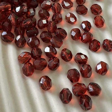 6mm Czech Firepolish Beads - Red-Violet Mauve - Pack of 20