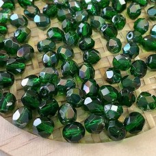 6mm Czech Fire Polished Beads - Emerald Celsian - Pack of 20