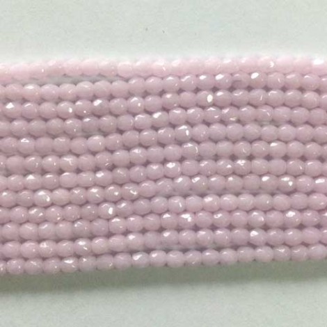 4mm Czech Firepolish Beads - Soft Pink Opal - Pack of 50