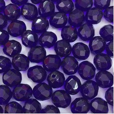 8mm Fire Polish Glass Round Beads - Cobalt Blue - Pack of 20