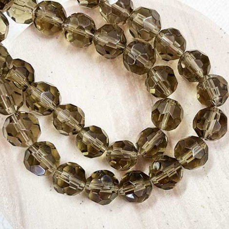 10mm Faceted Black Diamond Glass Beads - Strand (32 beads)