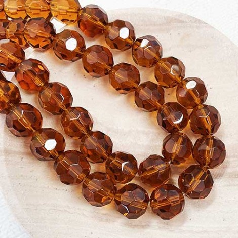 10mm Faceted Topaz Glass Beads - Strand (32 beads)